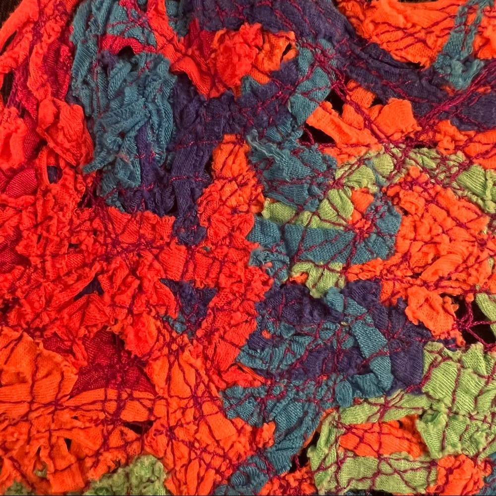 Pe De Chumbo Top Crochet Womens XS Colorful Pockets Racerback Tank Top Summer - Picture 4 of 5